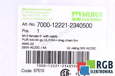 MURR ELEKTRONIK 7000-12221-2340500 5M KÁBEL