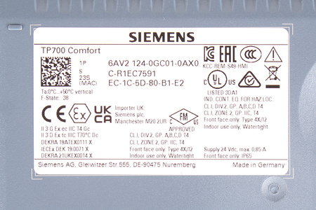 SIEMENS 6AV2124-0GC01-0AX0 SIMATIC HMI TP700 COMFORT