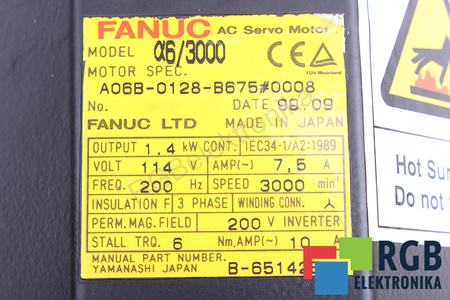 FANUC A06B-0128-B675#0008 A6/3000