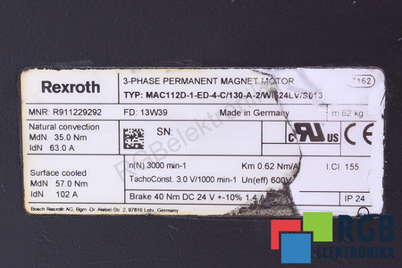 BOSCH REXROTH MAC112D-1-ED-4-C/130-A-2/WI524LV/S013