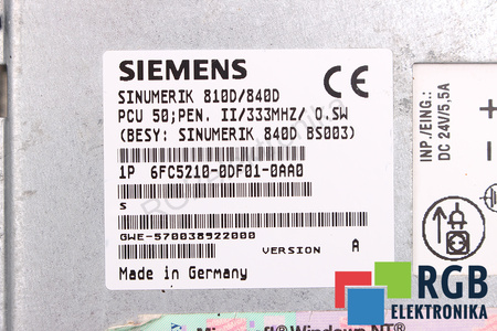 SIEMENS 6FC5210-0DF01-0AA0 VERSION A SINUMERIK PCU 50