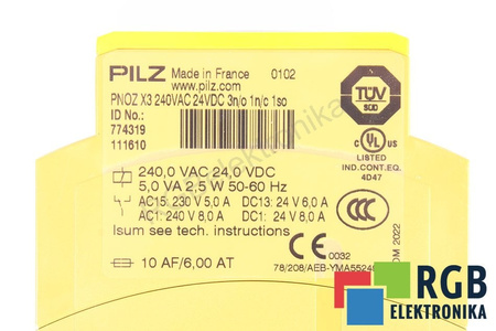 PILZ PNOZ X3 240VAC 24VDC 3N/O 1N/C 1SO 774319 BEZPEČNOSTNÉ RELÉ