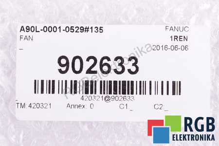 FANUC A90L-0001-0529#135 2406VL-05W-B59 60X60X15MM, 24V VENTILÁTOR