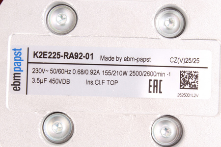 EBM PAPST K2E225RA9201 K2E225-RA92-01 230V 0.21KW, 230V, 0.92A, 1-F VENTILÁTOR