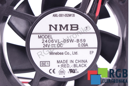 FANUC A90L-0001-0529#135 2406VL-05W-B59 60X60X15MM, 24V VENTILÁTOR