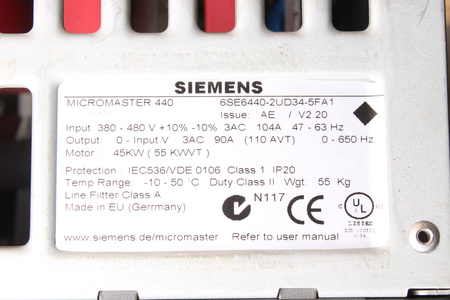 SIEMENS 6SE6440-2UD34-5FA1 MICROMASTER 440