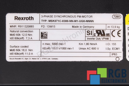 BOSCH REXROTH MSK071C-0300-NN-M1-UG0-NNNN