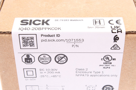 SICK IQ40-20BPPKC0K 1071553 INDUKČNÝ PROXIMITNÝ SENZOR