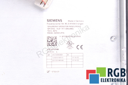 SIEMENS 6FC5203-0AF04-0AA0 VERSION L SINUMERIK OP 010S:10.4" TFT