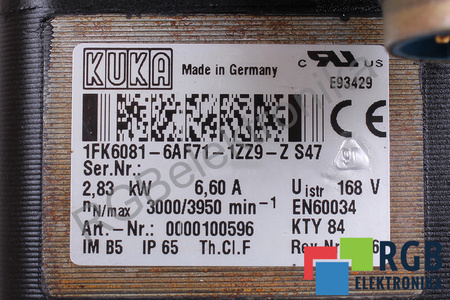 KUKA 1FK6081-6AF71-1ZZ9-Z Z:S47 00-100-596