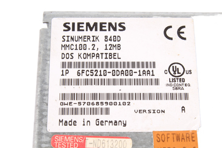 SIEMENS 6FC5210-0DA00-1AA1 SINUMERIK 840D MMC100.2 12MB