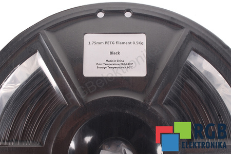 FLASHFORGE 1,75MM PETG FILAMENT 0.5KG BLACK VONKAJŠÍ ROZMER CIEVKY 180MM, VNÚTORNÝ ROZMER CIEVKY 50MM, ŠÍRKA CIEVKY 45MM