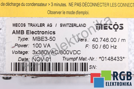MECOS TRAXLER MBE3-50 VERS. 40.746.00/M
