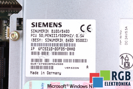 SIEMENS 6FC5210-0DF05-0AA0 VERSION A SINUMERIK PCU 50