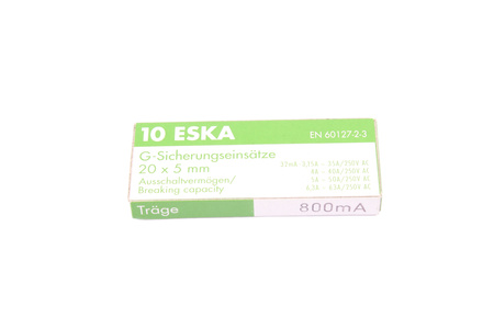 POMALÁ TAVNÁ POISTKA ESKA 522.516 ZKT-0.8A 250V, 0.8A, 5X20MM, 10PCS