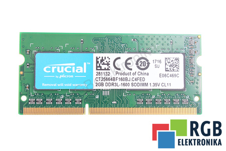 MICRON 2GB DDR3L-1600MHZ SODIMM 1.35V CL11