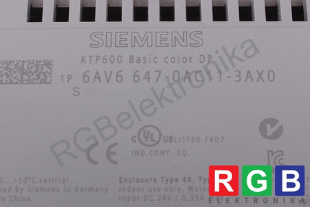 SIEMENS 6AV6647-0AC11-3AX0 SIMATIC HMI KTP600 BASIC COLOR DP