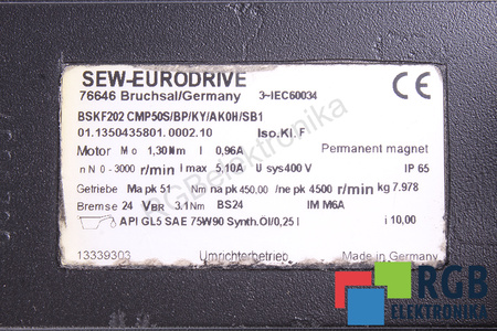 SEW EURODRIVE BSKF202 CMP50S/BP/KY/AK0H/SB1
