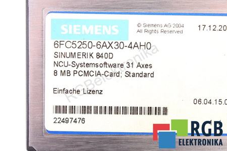 SIEMENS 6FC5250-6AX30-4AH0 SINUMERIK 840D 8MB