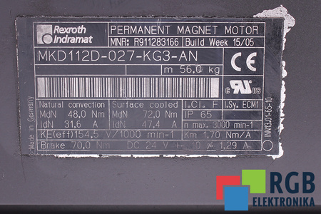 REXROTH INDRAMAT MKD112D-027-KG3-AN R911283166