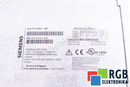 SIEMENS 6BK1000-4SV00-1BX0 BOX PC 500C-W7