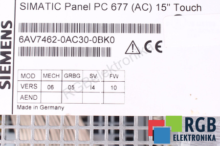 SIEMENS 6AV7462-0AC30-0BK0 SIMATIC PANEL PC677