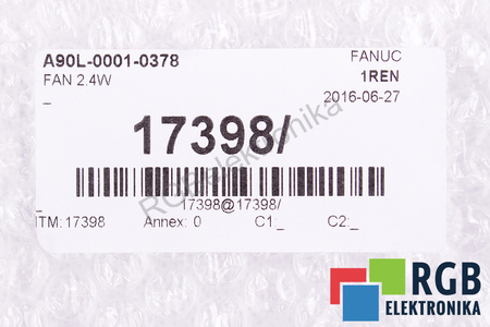 FANUC A90L-0001-0378 3610KL-05W-B49 92X92X25MM, 24V VENTILÁTOR