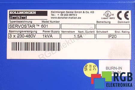 KOLLMORGEN SEIDEL SERVOSTAR 601 S60100