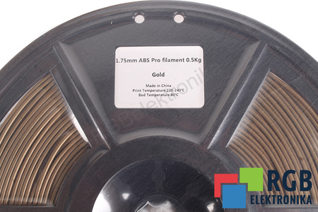 FLASHFORGE 1,75MM ABS PRO FILAMENT 0.5KG GOLD VONKAJŠÍ ROZMER CIEVKY 180MM, VNÚTORNÝ ROZMER CIEVKY 50MM, ŠÍRKA CIEVKY 45MM