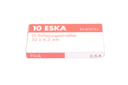 RÝCHLA SKLENENÁ VALCOVÁ POISTKA ESKA 632.621 ZGS-2.5A 150V, 2.5A, 6.3X32MM, 10PCS