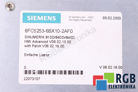 SIEMENS 6FC5210-0DF20-0AA0 VERSION B SINUMERIK PCU 50