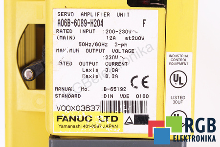 FANUC A06B-6089-H204 SERVO AMPLIFIER UNIT
