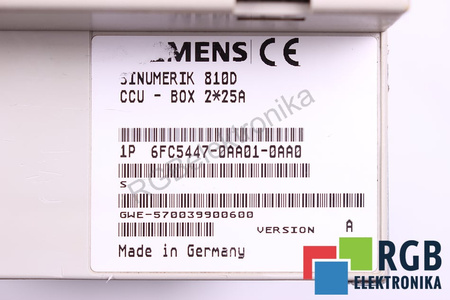 SIEMENS 6FC5447-0AA01-0AA0 VERSION A CCU-BOX 2X25A SINUMERIK 810D/810
