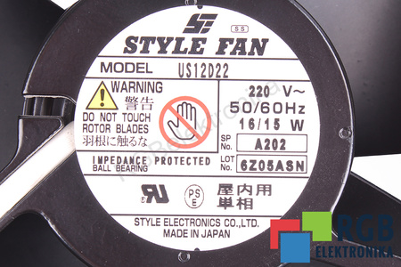 STYLE ELECTRONICS US12D22 120X120X40MM, 230V VENTILÁTOR