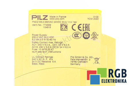 PILZ PNOZ X3.2 230VAC 24VDC 3N/O 1N/C 1SO