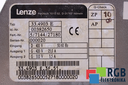 LENZE 33.4903E ID.-NR. 00382650