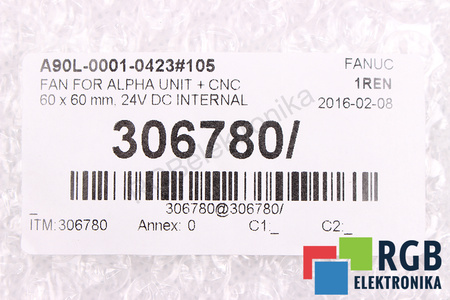 FANUC A90L-0001-0423#105 60X60X15MM, 24V, 0.13A VENTILÁTOR
