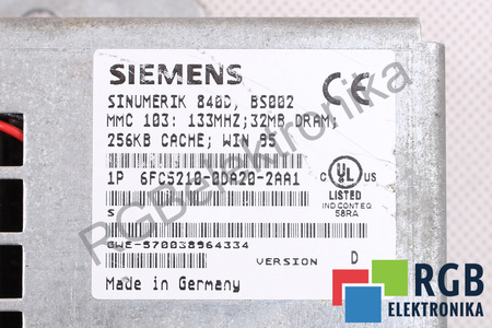 SIEMENS 6FC5210-0DA20-2AA1 VERSION D MMC 103 WIN 95 SINUMERIK 840D