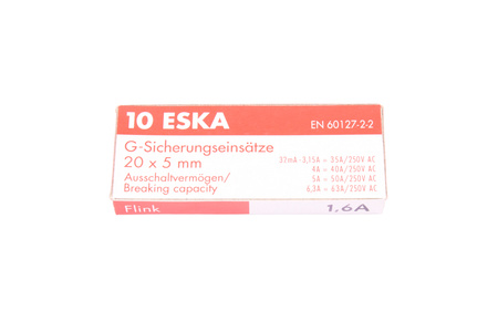RÝCHLA SKLENENÁ VALCOVÁ POISTKA ESKA 520.619 ZKS-1.6A 250V, 1.6A, 5X20MM, 10PCS